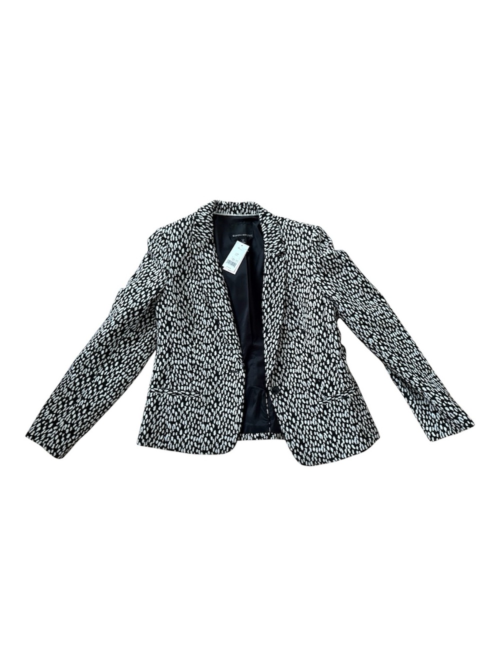 Banana Republic Black & White Animal Print Petite Blazer